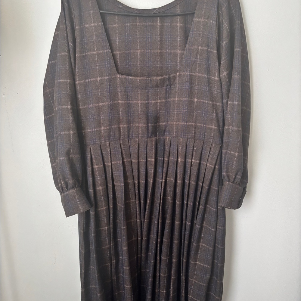 Elegant Plaid Brown Dress